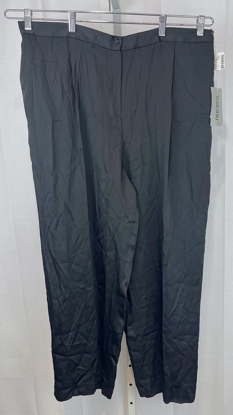 NWT TAMOTSU Saks Pleated High Rise Trousers Pants Crepe Black USA Size 22 Plus